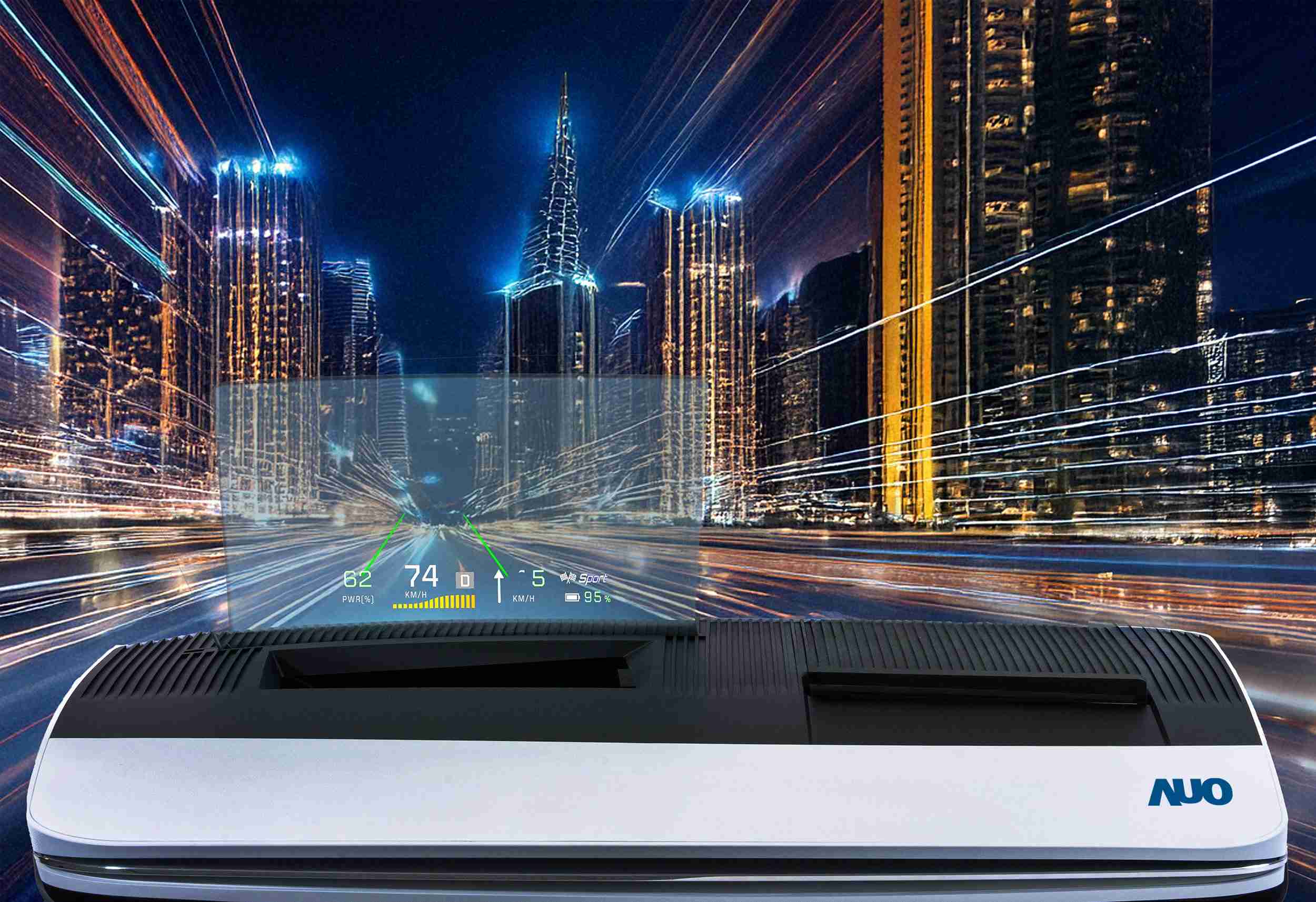 MG电玩推出13吋Micro LED抬头显示器，，提供高入眼亮度、、、高色彩饱和度的显示质量，，，在阳光下或黑暗中都清晰可见，，并利用Micro LED模块体积小的优势，，，解决车用空间有限的痛点